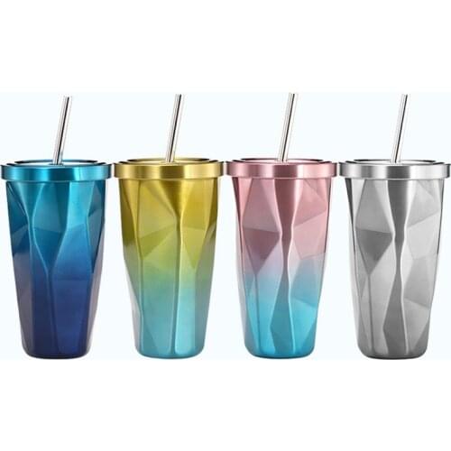 Outdoor Camping Drinking Cup Juice Tea Beer cups 500 ml 304 Stainless Steel Coffee Cups Metal Reusable Straw Glass Pint Travel