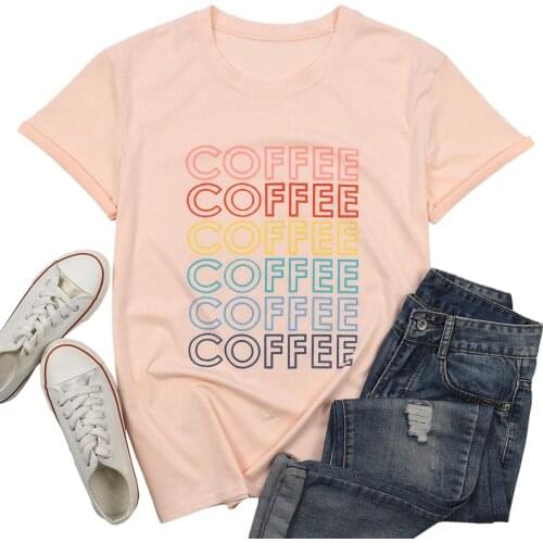 Harajuku Coffee Print Women Summer T Shirt Round Neck Plus Size Ladies Tee Shirt Female Vouge Tops for Women Mujer Camisetas