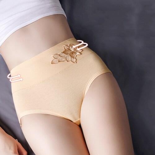High Waist Women Panties Pure Cotton Soft Underwear Cute Print Girls Briefs Seamless Ladies Body Shaper Panty Large Size XXL