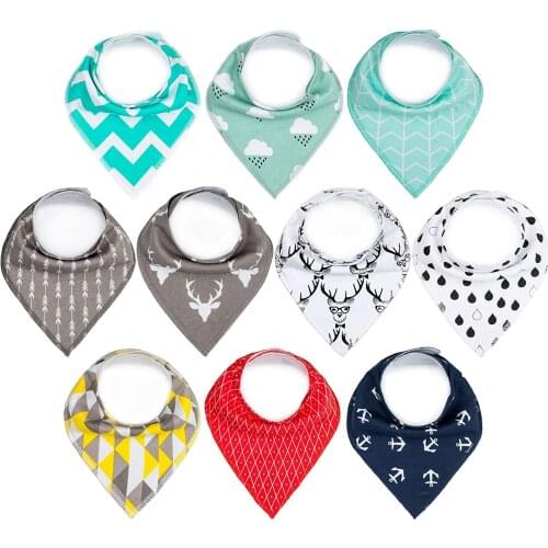 100% Organic Cotton Baby Drool Bibs Unisex Adjustable Double Teething Cotton Baby Bibs