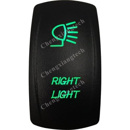 DC 12V 24V RIGHT LIGHT Rocker Switch GREEN Led lamp 5 Pin ON/OFF SPST Waterproof IP66
