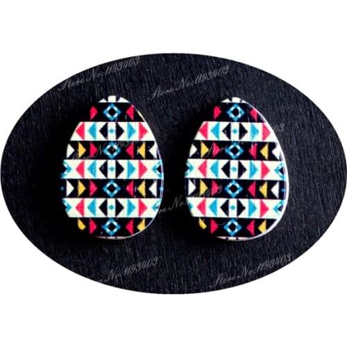 13x18mm Geometry Tear Drop Shape Painted Wood Laser Cut Cabochon to make DIY Rings, Earrings, Brooch, Necklace pendant