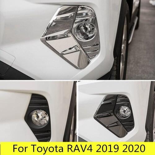 2pcs Front Foglight Eyebrow Eyelids Cover Trim Fog Light Lamp Protector For Toyota RAV4 2019 2020
