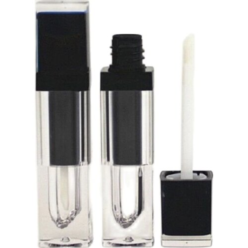 25 pcs/lot Empty 6ML Lipgloss Container Square Black Cosmetic Container Makeup Lip Glaze Lip Gloss Tube Packaging