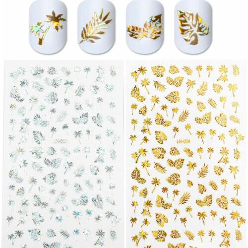 3D Nail Art Sticker Gold Silver Multi-style Holographic Leaf Manicure Manicure Applique Nail Foil Sticker Nail Art Decorations