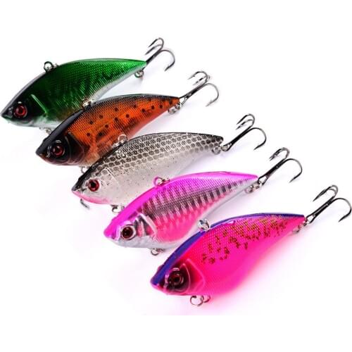 5PCS Frashwater Fishing VIB Crankbaits Crank Minnow Fish Bass lure hook baits 7.5cm/17g Free shipping