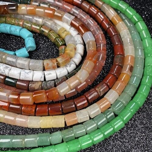 57Pcs/strand Natural Stone Beads For Jewelry Making Cylindrical Loose Beads DIY Necklace Bracelet Handiwork Accessory