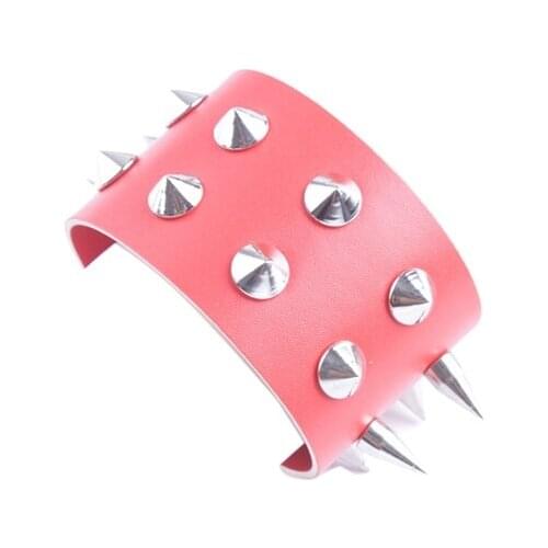 6PCS Fashion Rivet Spike Punk PU Leather Bangle Cuff Bracelet Wristbands