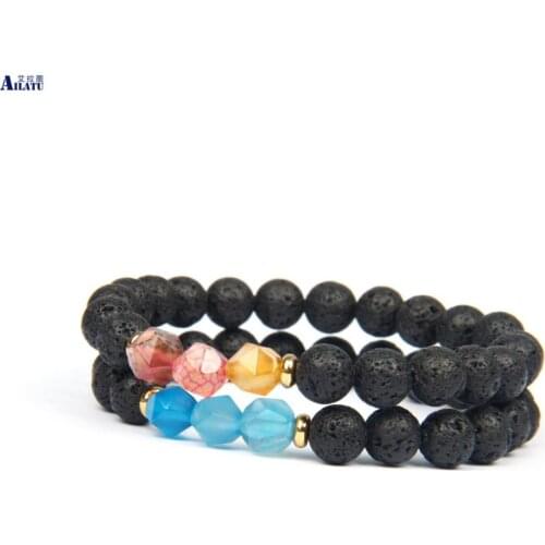 Ailatu New Distance Couples Bracelet Mixed Colors Cutting Faceted Stone Jewelry