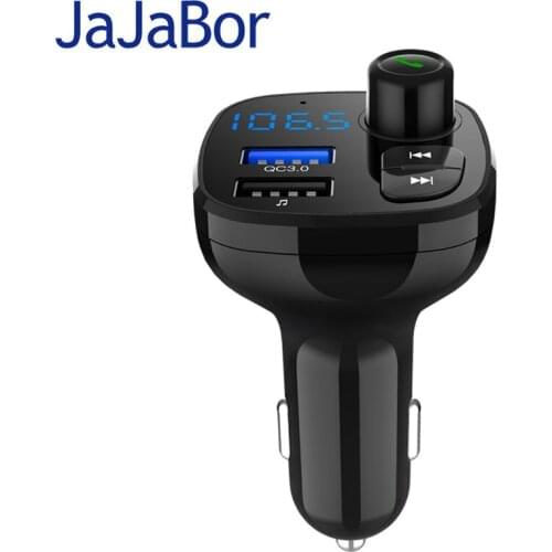 JaJaBor Car FM Transmitter Wireless FM Modulator Bluetooth Handsfree Car Kit A2DP MP3 Audio Music Player 3.1A QC3.0 Car Charger