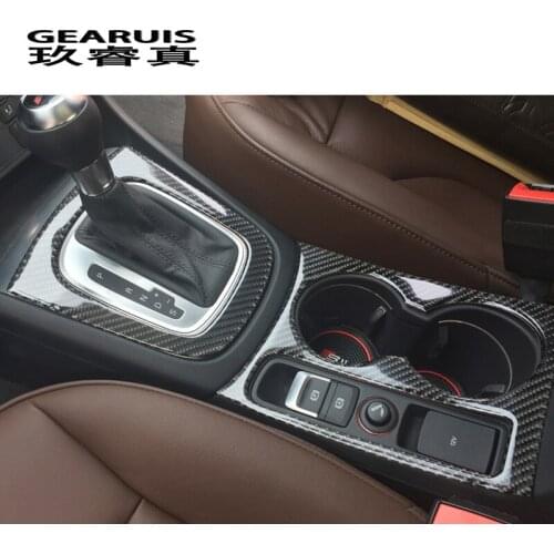 Car Styling Gear Shift Panel decorative cover trim carbon fiber decal sticker Gear box panel Accessories for Audi Q3 2013-2017
