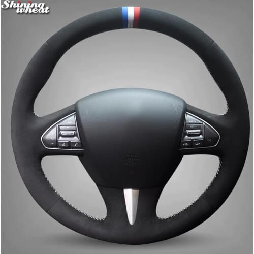 Shining wheat Black Suede Blue White Red Marker Car Steering Wheel Cover for Infiniti Q50 2014 2015 QX50 2015