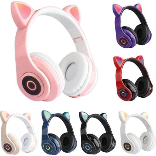 LED Bluetooth Headphones cute Cat Ear Wireless Headset Foldable Stereo Headphone Over Ear Music Gaming Earphones For iPhone iPad