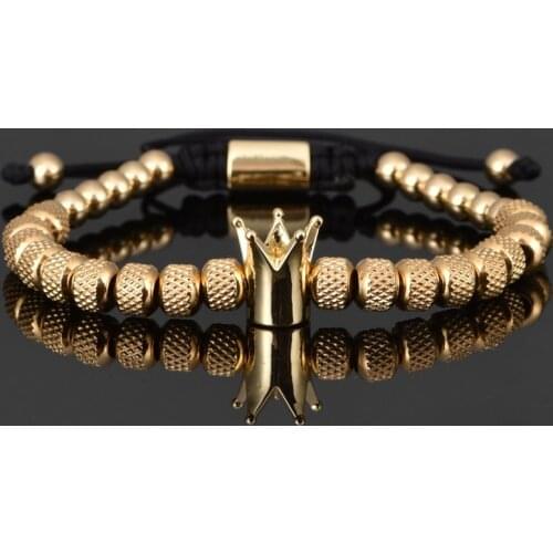 Luxury Crown Men Bracelet 316L Stainless Steel Bracelet Banlge Titanium Steel Gold Bracelet Adjust Size Men Jewelry Gift