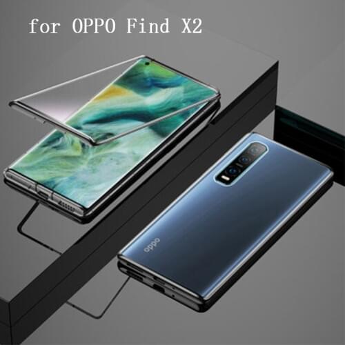 Double Sided Tempered Glass Skin for OPPO Find X2 Pro Case Magnetic Adsorption Cases Cover OPPO FindX2 Find X2Pro Metal Bumper