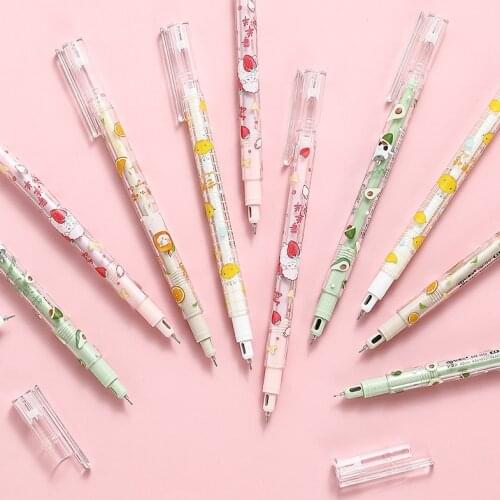 4PCS/Lot 0.5mm Fruit Pets Gel Pens Black Ink Journaling DIY Drawing Writing School Stationary Office Supplies Gifts For Kids