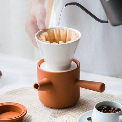 Ceramic Japanese Style Household Hand-made Coffee Pot Drip Filter Ceramic Coffee Filter Cup Set Household Portable Coffee