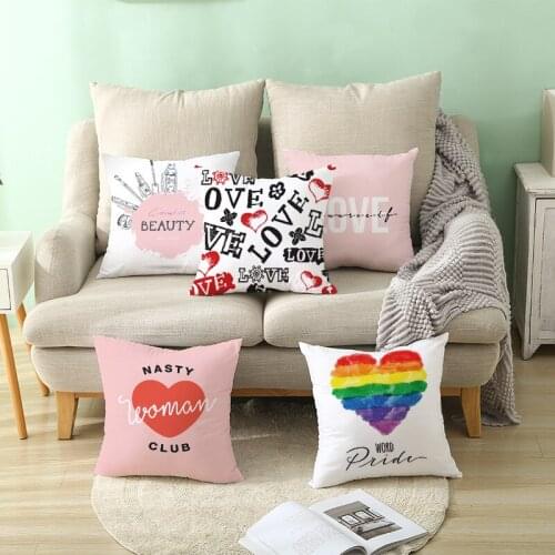 Valentines Day Pillowcase Love Heart 12 Patterns Printed Peachskin Pillow Cover For Bedroom/Living Room Sofa Decora 45*45cm 1pc