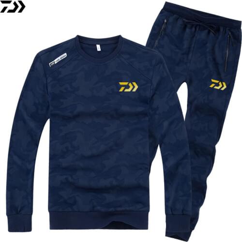 M-6XL Daiwa Plus Size Sports Sets for Fishing Camoufalge Sweater and Pants Breathable Outdoor Camping Running Fishing Clothes