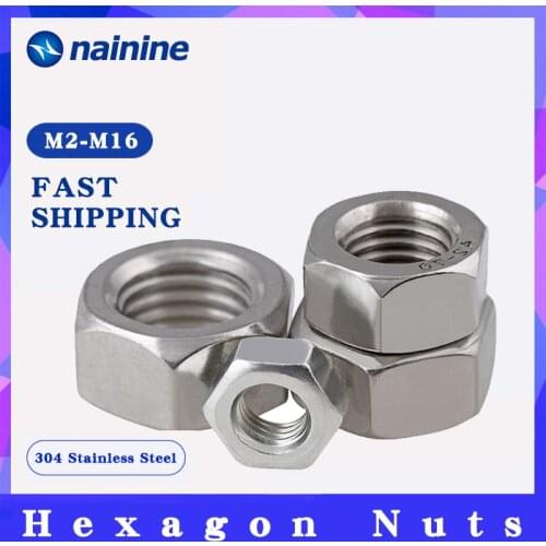 [M1.6 M2 M2.5 M3 M4 M5 M6 M8 M10] DIN934 Metric Thread Hex Nut Hexagon Nuts 304 Stainless Steel A009