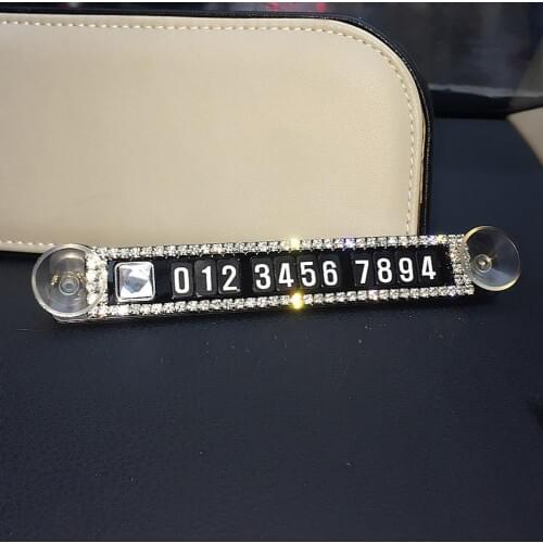 Rhinestone Sucker Car Temporary Stop Magnetic Phone Number Parking Card Plate
