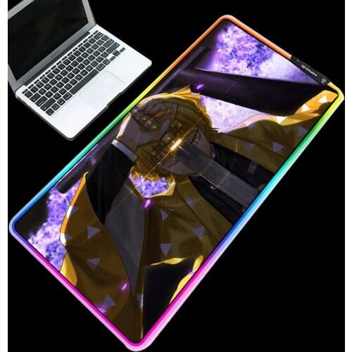 Mairuige Highly recommended cool drawing sword boy pattern RGB mouse pad anime desk pad LED lighting high quality keyboard pad