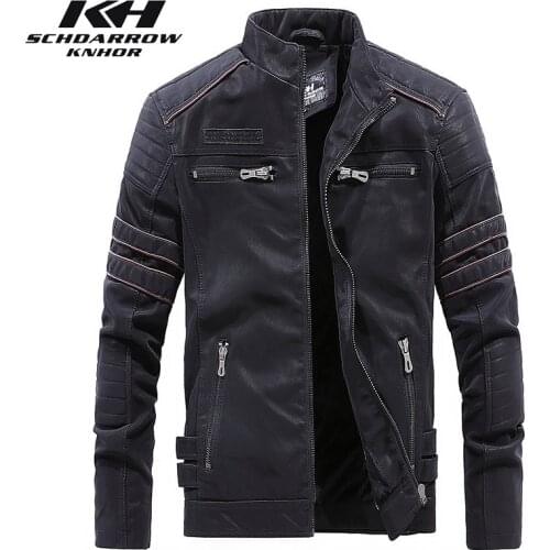 Mens Leather Jackets Autumn Winter Mens Fashion Locomotive Leather Coat Men Casual Handsome Embroidered PU Leather Jacket Male