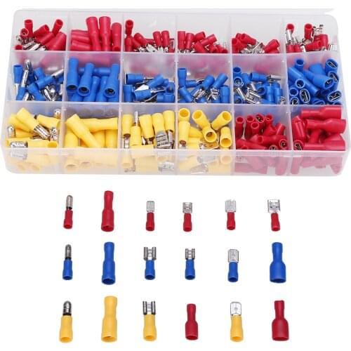 280pcs Cable Lugs Assortment Kit Wire Flat Connectors Crimp Terminals Car Ferrules Terminal Block Cord End Wire Connector