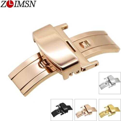 ZLIMSN Watch Deployment Clasp Stainless Steel Butterfly Buckle PVD 10 12 14 16 18 20 22mm Watch Accessories Relogio Masculino