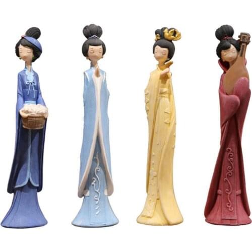 Fancy Statue Resin Sculpture Art Craft Chinese Beauty Ornaments for Home Livingroom Decor Creative Birthday Gift