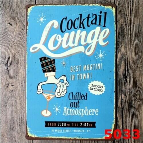 Tin Sign Wall Decor Retro Metal Bar Poster Beer Drink Cocktail Lounge Martini,20x30CM