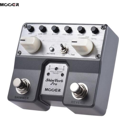 MOOER ShimVerb Pro Digital Reverb Guitar Effect Pedal with Shimmer Effect 5 Reverberation Modes Twin Footswitch