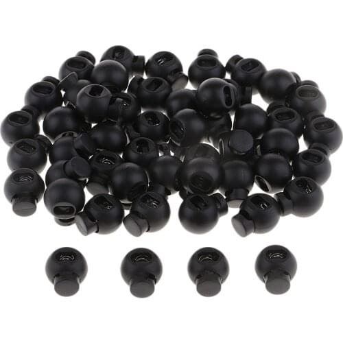 50 Pieces Plastic Round Spring Toggles Stoppers Cord Locks End for Draw String Bags Paracord Cords