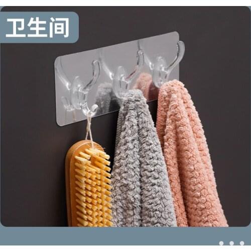Plastic Hook Wall Hook Towel Hook for Bathroom Coat Hook No Hole Multi-Use Strong Stick Wall Hook