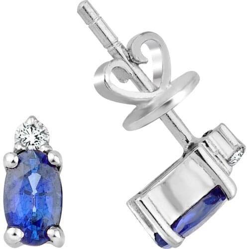 18k Gold Natural Diamond Sapphire Earrings PE1691OS-1