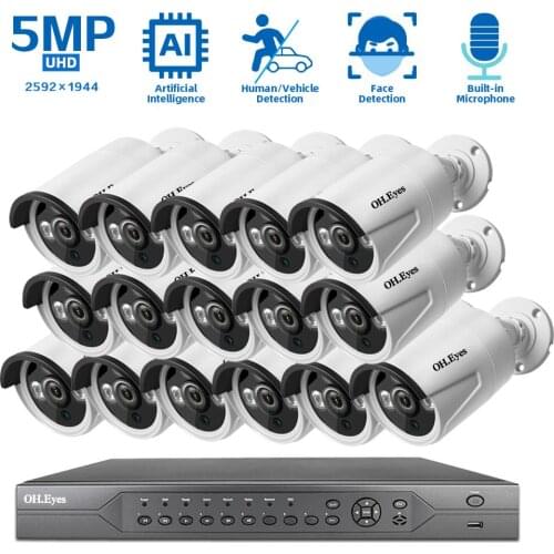 8 Channel CCTV Camera Security System Kit POE 4K 16CH 5MP NVR Kit POE 5MP Outdoor IR Night Vision IP Camera Surveillance System