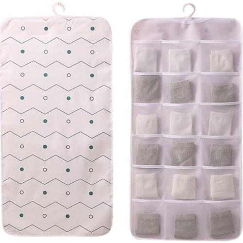 Grid Household Storage Hanging Bag Foldable Underwear Organizer Wardrobe Hanging Bag Socks Sundries Storage Network Bags