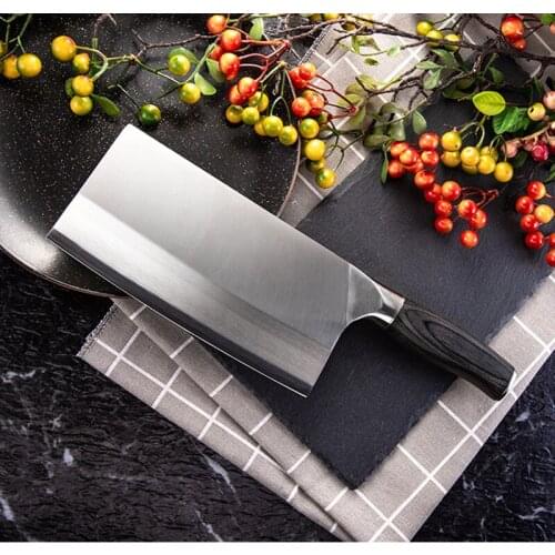 High Quality Kitchen Knife Cleaver Knife 9CR15 High Carbon Stainless Steel Hammered Chopping Meat Chef Santoku Pakka Wood Handle