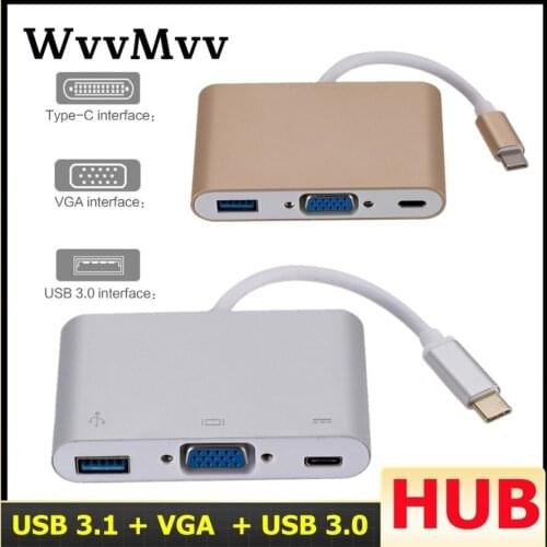 WVVMVV 3 in 1 typec male to VGA/USB3.0/type c female adapter support 1080p HD for macbook Matebook projector minitor tv mouse