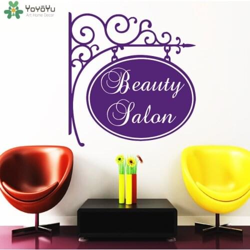 YOYOYU Wall Decal Fashion Salon Logo Wall Stickers Beauty Salon Art Mural Haircut Window Removable Hairdressing Home Decor JM36