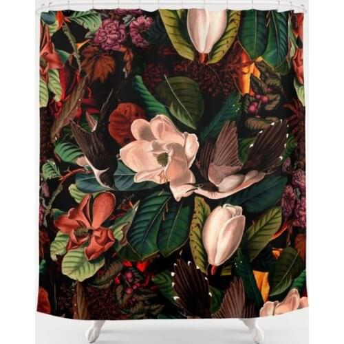 Floral and Birds Shower Curtain Waterproof Bathroom Decorations Polyester Bathroom Shower Curtain