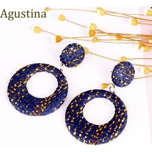 Rattan Earrings Fashion Women Boho Drop Big Long Earring Handmade Statement Bohemian Luxury Dangle Accessories African Tribal cc