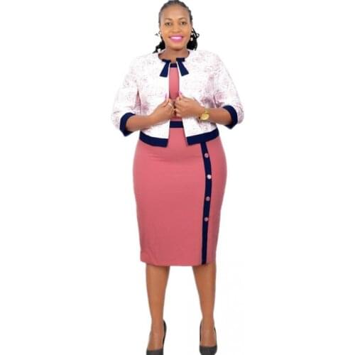 African Dress Clothes For Women 2 Piece Set With Cardigan Jacket Outfits Autumn New Print Casual African Office Lady Dress Suits