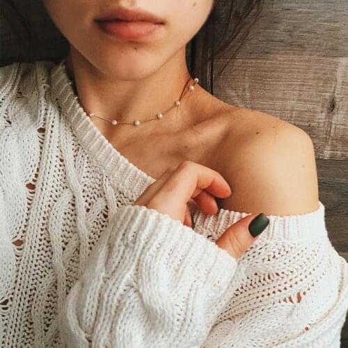 KISS WIFE Retro Pearl Choker Necklaces For Women Elegant Star Pearl Wedding Necklace Trendy Gold Choker Jewelry Gift 2021 Trend