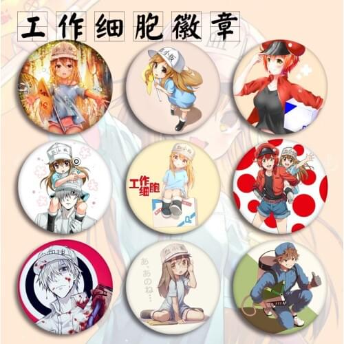 1pc Anime badges Cells at Work Super Cute And Funny ICOns backpack deco Brooch