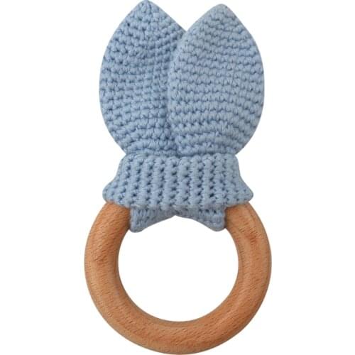 1Pc Baby Wooden Teether Crochet Bunny Rattle Toy BPA Free Wood Rodent Rattle Baby Mobile Gym Newborn Stroller Educational Toys