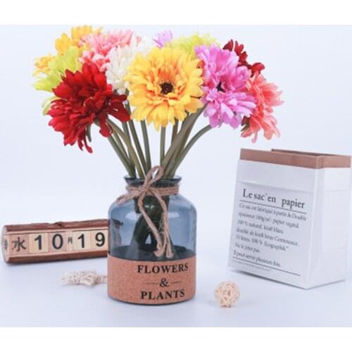 1 Piece Simulation Cute Mini Gerbera Sun Flower Wedding Decoration Table Decorative Home Decoration Fresh Wind Green Plant
