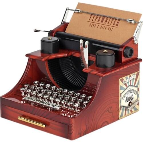 1Pc Typewriter Shape Music Box Retro Musical Box Ornament Box Gift Home Desktop Decor Miniatures