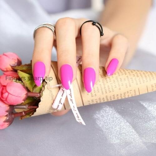24pcs Popular models Candy colors false nails pointed rose C83