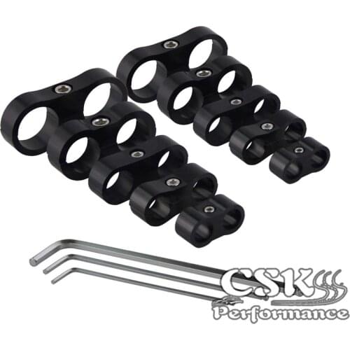 8pcs AN6 13.4mm Braided Hose Separator Clamp Fitting Adapter Bracket Black/Blue/Silver